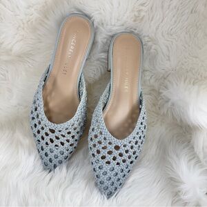💖 Sincerly Jules Light Blue Pointed-Toe Woven Mules Sz 9